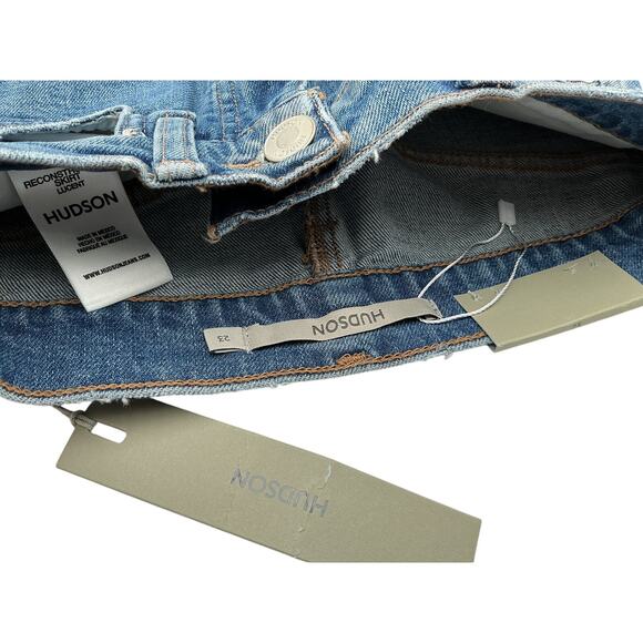 Hudson 'Reconstructed' Blue Cotton Midi Skirt Size 23 - Picture 4 of 4